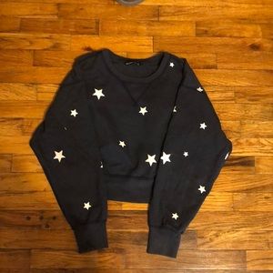 navy blue cropped abercrombie crewneck